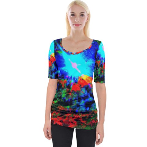 Psychedelic Spaceship Wide Neckline Tee by okhismakingart