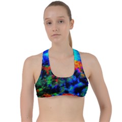 Psychedelic Spaceship Criss Cross Racerback Sports Bra by okhismakingart