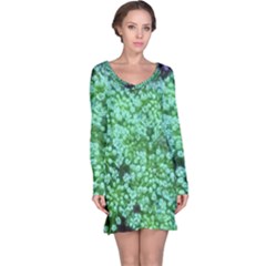 Green Queen Anne s Lace Landscape Long Sleeve Nightdress