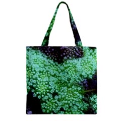 Green Queen Anne s Lace Landscape Zipper Grocery Tote Bag by okhismakingart