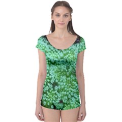 Green Queen Anne s Lace Landscape Boyleg Leotard  by okhismakingart