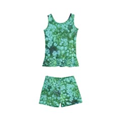 Green Queen Anne s Lace Landscape Kids  Boyleg Swimsuit