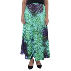 Green Queen Anne s Lace Landscape Flared Maxi Skirt by okhismakingart