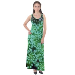 Green Queen Anne s Lace Landscape Sleeveless Velour Maxi Dress