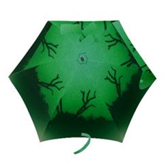 Creepy Green Scene Mini Folding Umbrellas by okhismakingart