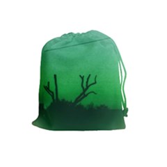 Creepy Green Scene Drawstring Pouch (large) by okhismakingart