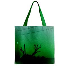 Creepy Green Scene Zipper Grocery Tote Bag by okhismakingart