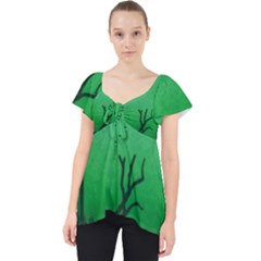 Creepy Green Scene Lace Front Dolly Top by okhismakingart