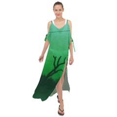 Creepy Green Scene Maxi Chiffon Cover Up Dress by okhismakingart