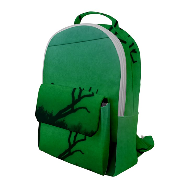 Creepy Green Scene Flap Pocket Backpack (Large)