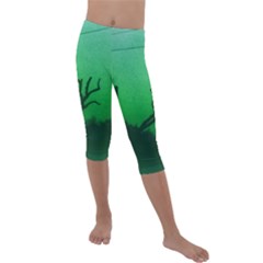 Creepy Green Scene Kids  Lightweight Velour Capri Leggings 