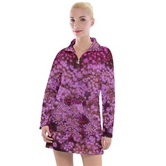 Pink Queen Anne s Lace Landscape Women s Hoodie Dress