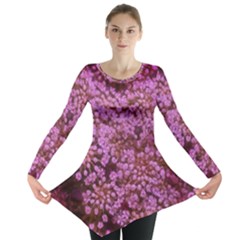 Pink Queen Anne s Lace Landscape Long Sleeve Tunic  by okhismakingart