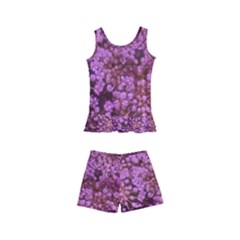 Pink Queen Anne s Lace Landscape Kids  Boyleg Swimsuit