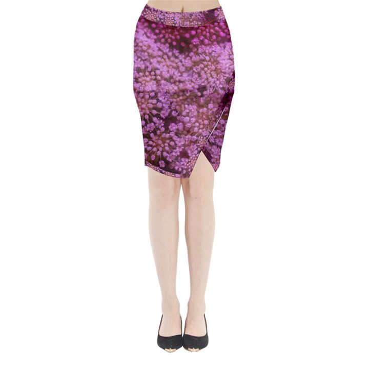 Pink Queen Anne s Lace Landscape Midi Wrap Pencil Skirt