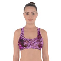 Pink Queen Anne s Lace Landscape Cross Back Sports Bra by okhismakingart