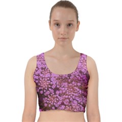 Pink Queen Anne s Lace Landscape Velvet Racer Back Crop Top