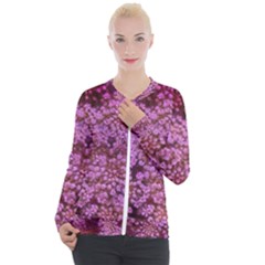 Pink Queen Anne s Lace Landscape Casual Zip Up Jacket