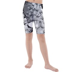 Black And White Christmas Kids  Mid Length Swim Shorts by okhismakingart