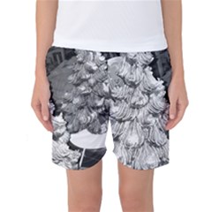 Black And White Christmas Women s Basketball Shorts by okhismakingart