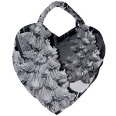 Black And White Christmas Giant Heart Shaped Tote by okhismakingart