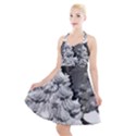 Black and White Christmas Halter Party Swing Dress  View1