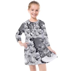 Black And White Christmas Kids  Quarter Sleeve Shirt Dress by okhismakingart