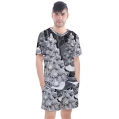 Black And White Christmas Men s Mesh Tee And Shorts Set