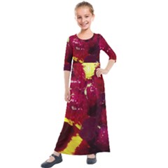 Sunflower And Cockscomb Kids  Quarter Sleeve Maxi Dress