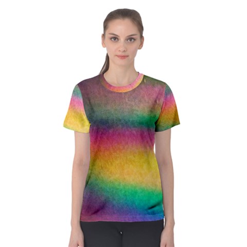 Rainbow Streaks Women s Sport Mesh Tee by okhismakingart