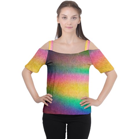 Rainbow Streaks Cutout Shoulder Tee by okhismakingart