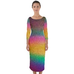 Rainbow Streaks Quarter Sleeve Midi Bodycon Dress by okhismakingart