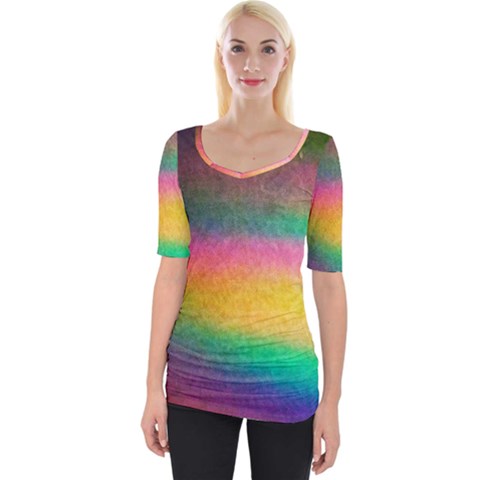 Rainbow Streaks Wide Neckline Tee by okhismakingart