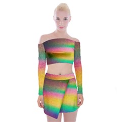 Rainbow Streaks Off Shoulder Top With Mini Skirt Set by okhismakingart