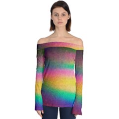 Rainbow Streaks Off Shoulder Long Sleeve Top