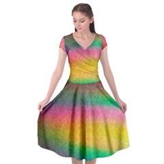 Rainbow Streaks Cap Sleeve Wrap Front Dress by okhismakingart