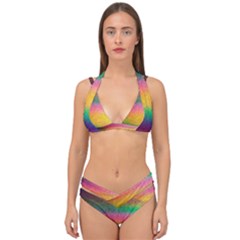 Rainbow Streaks Double Strap Halter Bikini Set