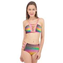 Rainbow Streaks Cage Up Bikini Set