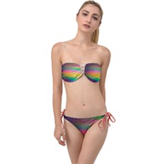 Rainbow Streaks Twist Bandeau Bikini Set