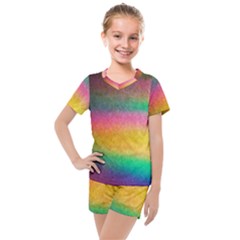 Rainbow Streaks Kids  Mesh Tee And Shorts Set