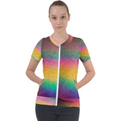 Rainbow Streaks Short Sleeve Zip Up Jacket by okhismakingart