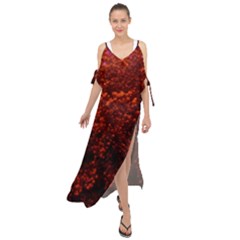 Red Goldenrod Maxi Chiffon Cover Up Dress