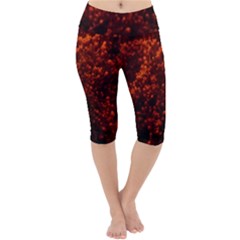 Red Goldenrod Lightweight Velour Cropped Yoga Leggings