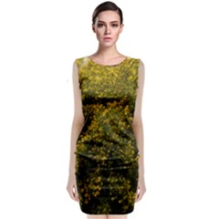 Yellow Goldrenrod Sleeveless Velvet Midi Dress by okhismakingart