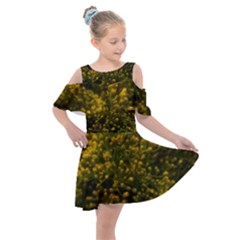 Yellow Goldrenrod Kids  Shoulder Cutout Chiffon Dress