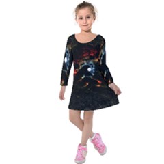 Moon Supernova Kids  Long Sleeve Velvet Dress by okhismakingart