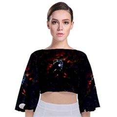 Moon Supernova Tie Back Butterfly Sleeve Chiffon Top