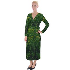 Green Goldenrod Velvet Maxi Wrap Dress