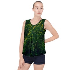 Green Goldenrod Bubble Hem Chiffon Tank Top