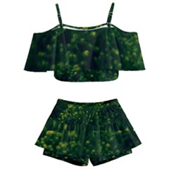 Green Goldenrod Kids  Off Shoulder Skirt Bikini